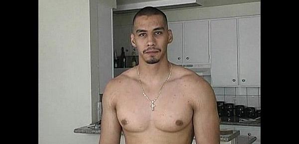  Super hot latino papi shows off his hot rock body and then strokes off his big u